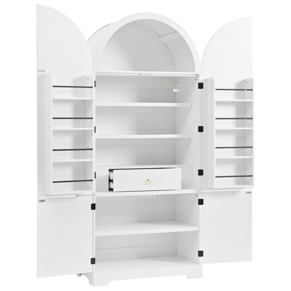 English Elm K&k Farmhouse Pantry Cabinet 72 Inch Tall Mdf Cupboard with Adjustable Shelves White N707S000020W
