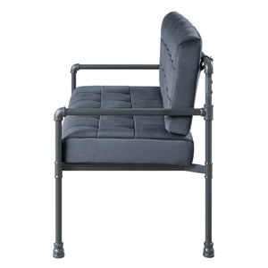 English Elm Grey Memory Foam Loveseat with Loose Back and Industrial Pipe Frame, Velvet Sandy Grey Comfortable Support B062P185737