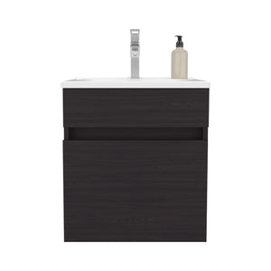 English Elm Newell Black Vanity Sink Cabinet with Shelves and Large Storage, Durable Engineered Wood Finish B092P360644