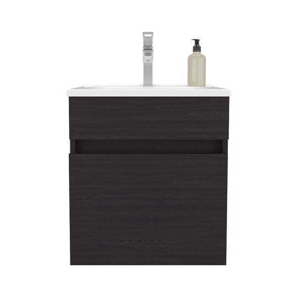 English Elm Newell Black Vanity Sink Cabinet with Shelves and Large Storage, Durable Engineered Wood Finish B092P360644
