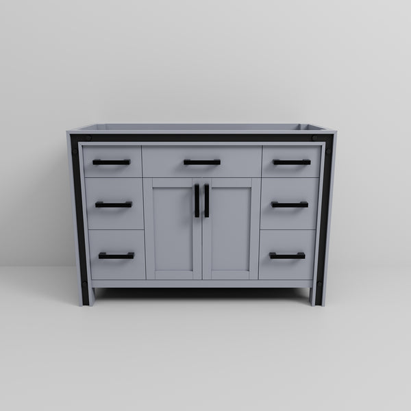 English Elm Dark Grey Bath Vanity – 48" W Solid Wood Design With Soft-Close Drawers & Ample Storage Space B2731P260694