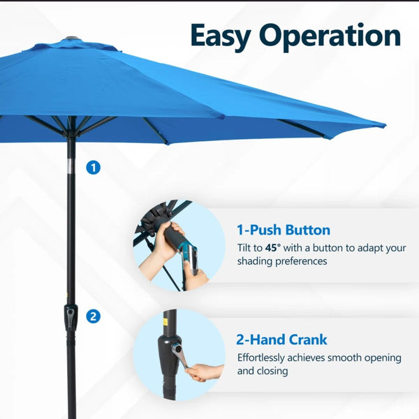 English Elm 11 Foot Market Patio Umbrella Uv Blocking Crank Tilt Aluminum Pool Backyard B082P454963
