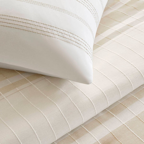 English Elm 3-piece King Yarn Dyed Cotton Duvet Set with Pompom Jacquard Stripe Percale Reverse B035P482899