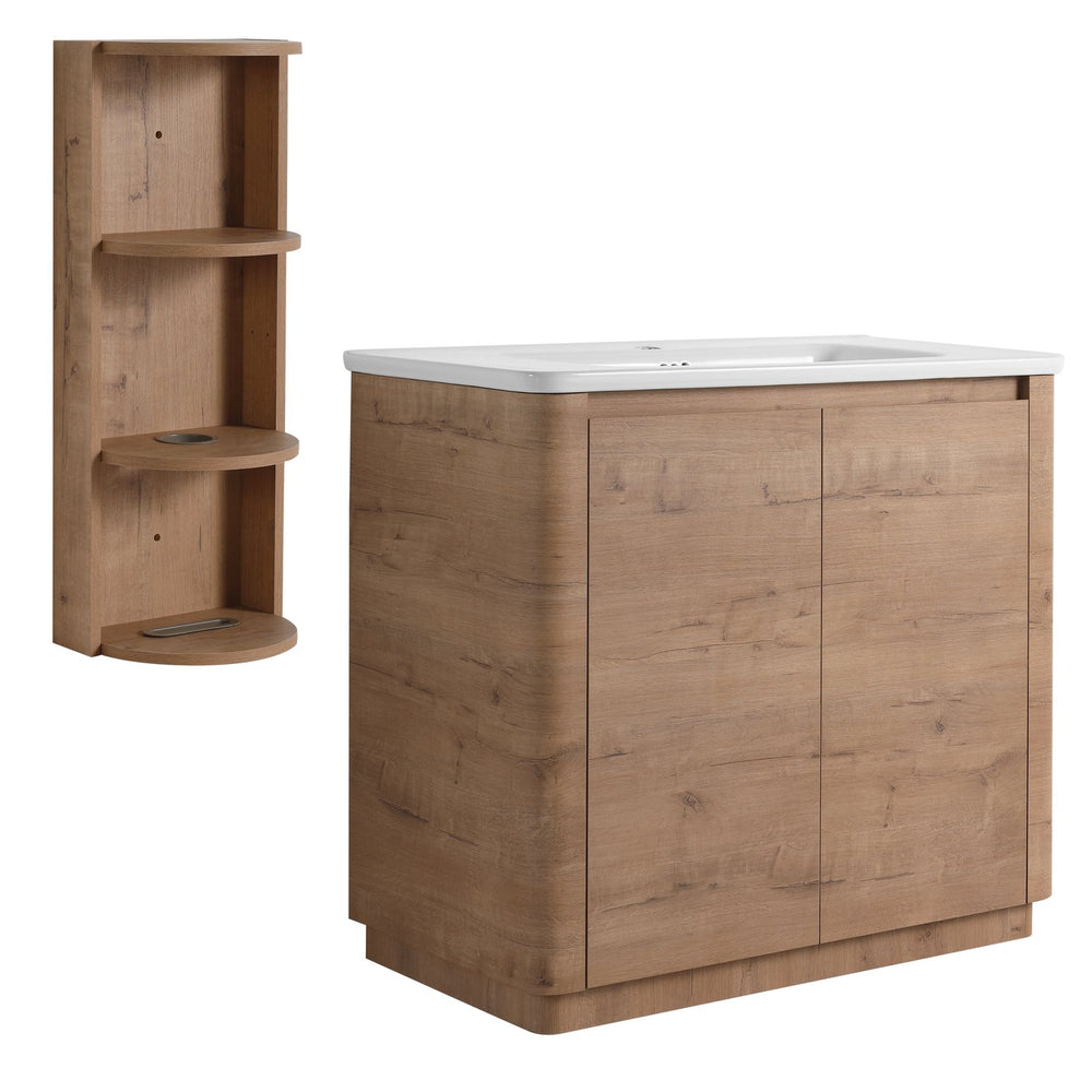 English Elm 36'' Freestanding Bathroom Vanity With Ceramic Sink, Soft-Close Doors & Stylish Storage Solutions W999S00403