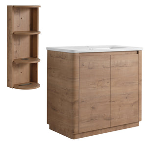 English Elm 36'' Freestanding Bathroom Vanity With Ceramic Sink, Soft-Close Doors & Stylish Storage Solutions W999S00403