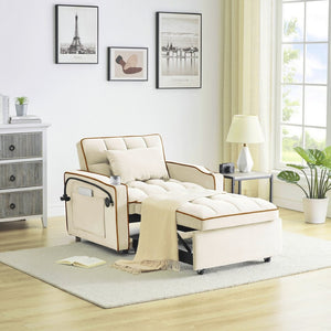 English Elm Sofa Convertible Sleeper Chair with Adjustable Back and Serpentine Spring Support W2564P462078