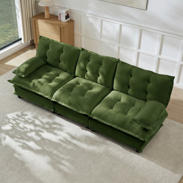English Elm 107" Modular Cloud Sectional Sofa Deep Seat Chenille Upholstered Living Room Couch Green W714S01728