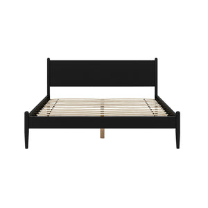 English Elm Mid-Century Modern California King Wooden Platform Bed - Chic Black Finish & Timeless Design Elegance B016S00022
