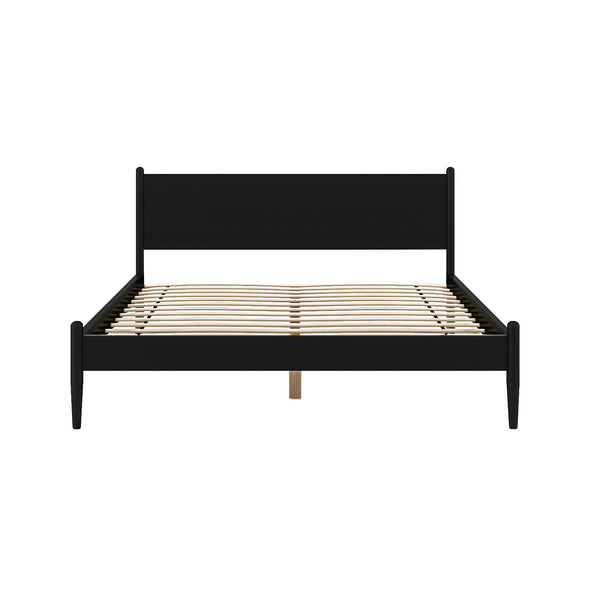 English Elm Mid-Century Modern California King Wooden Platform Bed - Chic Black Finish & Timeless Design Elegance B016S00022