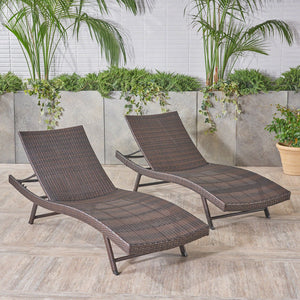 English Elm Christopher Knight Home® - Kauai Pe Wicker Chaise Set - All-Weather Loungers For Ultimate Outdoor Comfort & Relaxation 54087.00MP2