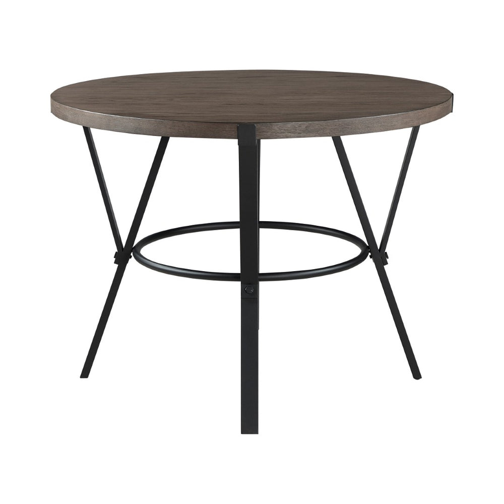 English Elm Brown Oak Veneer Round Counter Height Table with Matte Black Metal Base Seats Four B011P199727