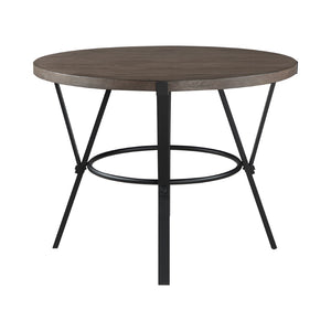 English Elm Brown Oak Veneer Round Counter Height Table with Matte Black Metal Base Seats Four B011P199727