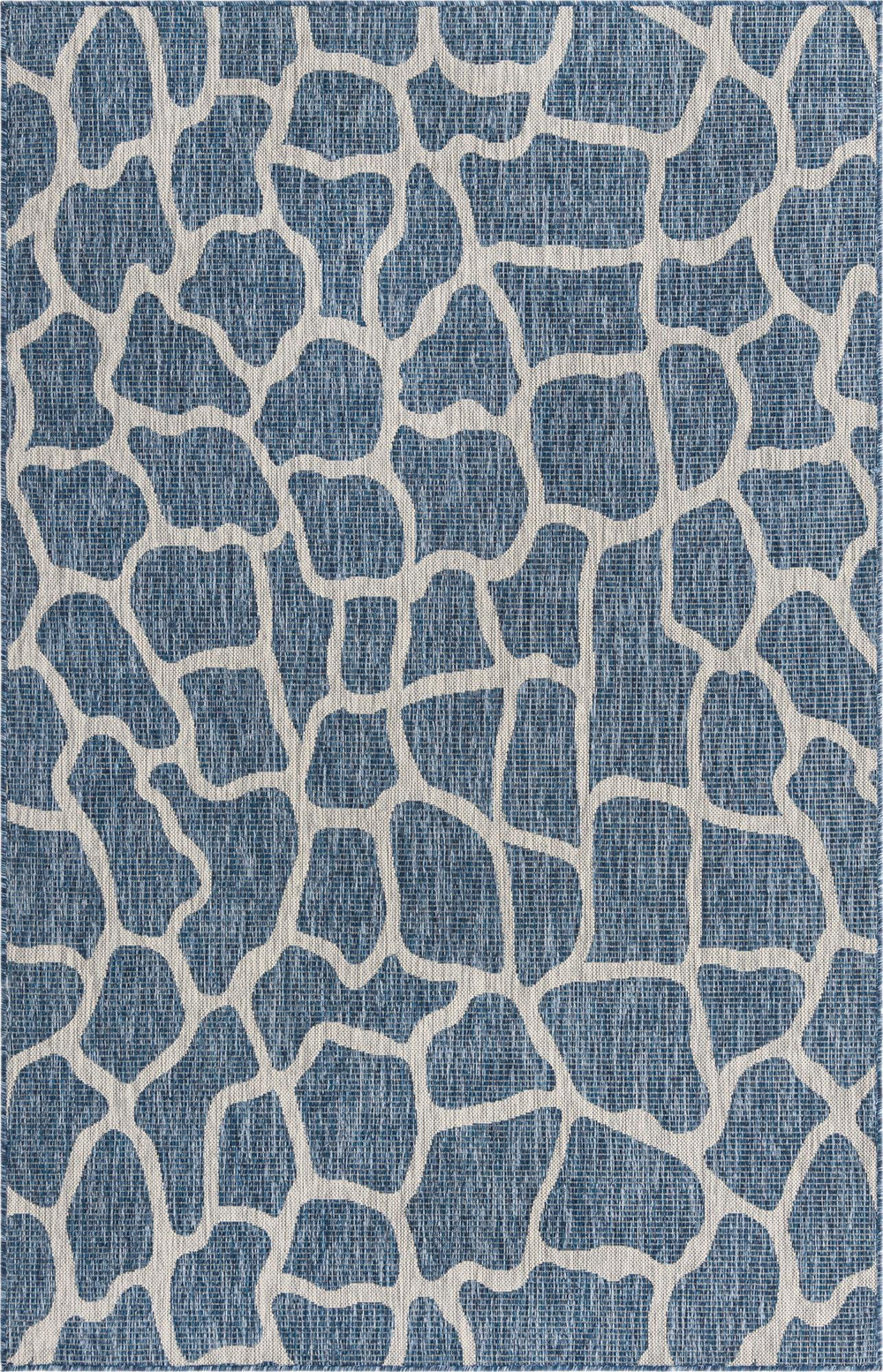 Unique Loom Outdoor Safari Giraffe Machine Made Animal Print Rug Blue, Gray 5' 1" x 8' 0"