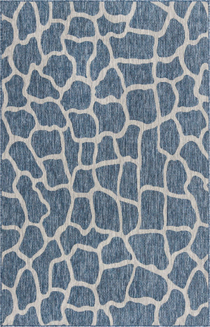 Unique Loom Outdoor Safari Giraffe Machine Made Animal Print Rug Blue, Gray 5' 1" x 8' 0"