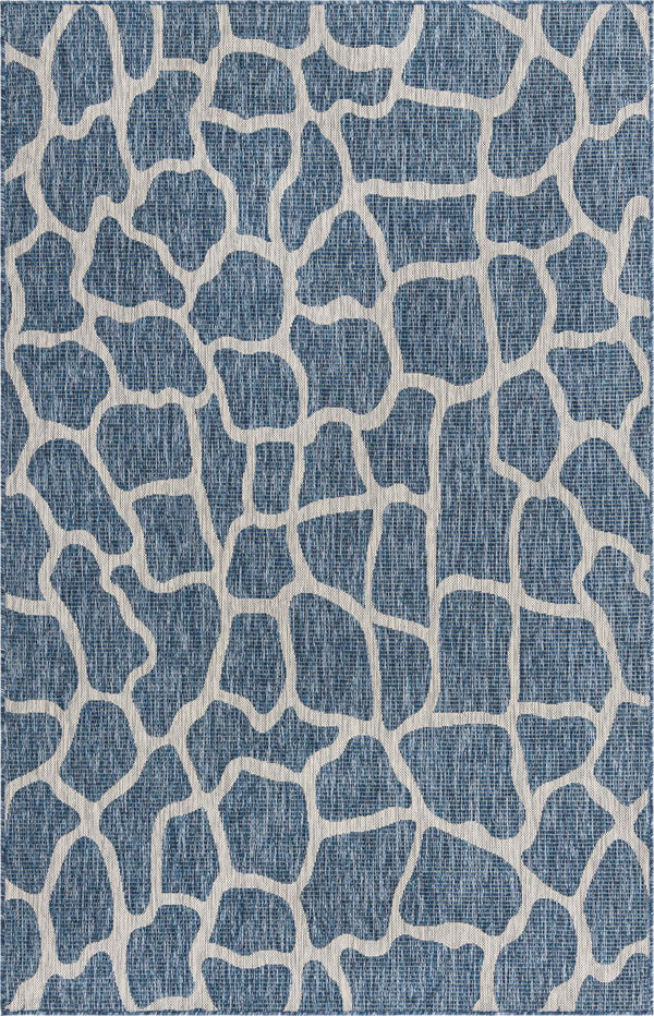 Unique Loom Outdoor Safari Giraffe Machine Made Animal Print Rug Blue, Gray 5' 1" x 8' 0"