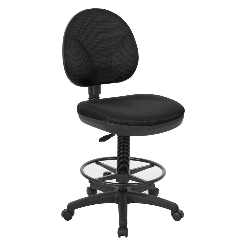 OSP Home Furnishings Sculptured Ergonomic Drafting Chair with Lumbar Support Padded Seat and Adjustable Footring DC550-297