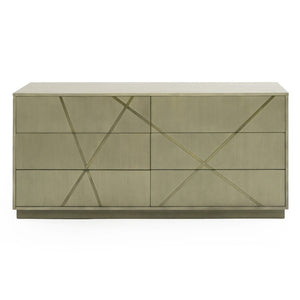 VIG Furniture Nixa Modern Wide Birch Dresser With Brushed Bronze Accents, 6 Soft-Close Drawers, Fully Assembled VGVC-J1909-D-L-BIR