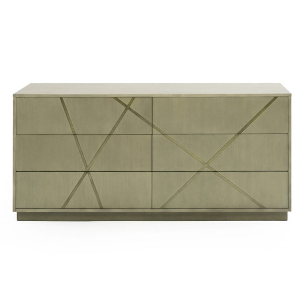 VIG Furniture Nixa Modern Wide Birch Dresser With Brushed Bronze Accents, 6 Soft-Close Drawers, Fully Assembled VGVC-J1909-D-L-BIR