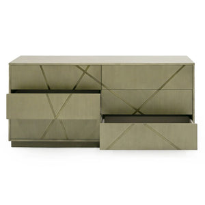 VIG Furniture Nixa Modern Wide Birch Dresser With Brushed Bronze Accents, 6 Soft-Close Drawers, Fully Assembled VGVC-J1909-D-L-BIR