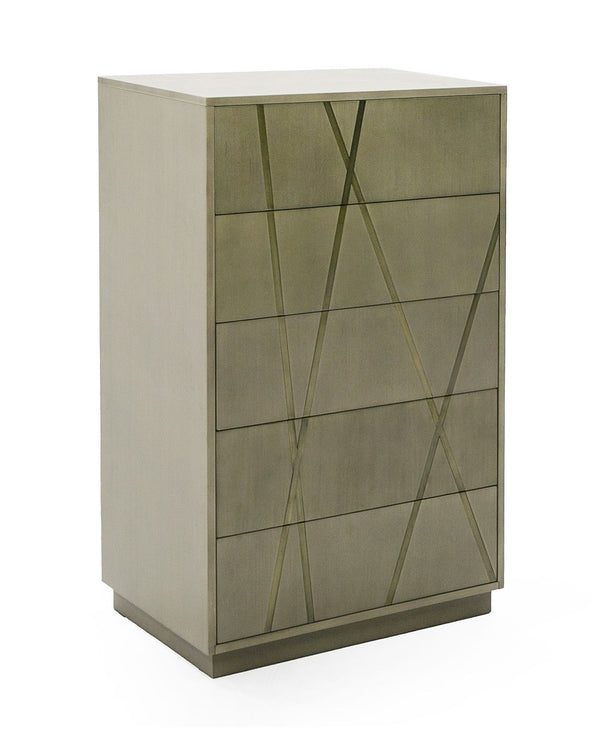 VIG Furniture Modrest Nixa - Modern Wide Birch + Brushed Bronze Chest VGVC-J1909-5H-L-BIR