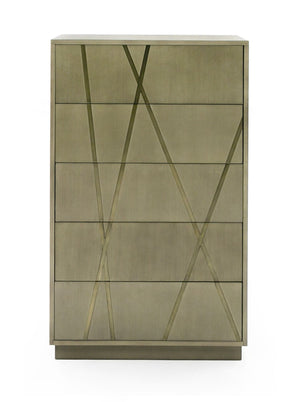 VIG Furniture Modrest Nixa - Modern Wide Birch + Brushed Bronze Chest VGVC-J1909-5H-L-BIR