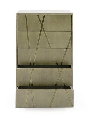 VIG Furniture Modrest Nixa - Modern Wide Birch + Brushed Bronze Chest VGVC-J1909-5H-L-BIR