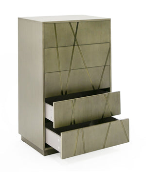 VIG Furniture Modrest Nixa - Modern Wide Birch + Brushed Bronze Chest VGVC-J1909-5H-L-BIR