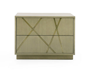 VIG Furniture Modrest Nixa - Modern Wide Birch + Brushed Bronze Nightstand VGVC-N1909-L-BIR