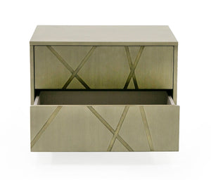VIG Furniture Modrest Nixa - Modern Wide Birch + Brushed Bronze Nightstand VGVC-N1909-L-BIR