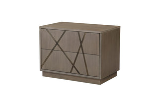 VIG Furniture Nixa Plush Beige Velvet Bed & 2 Nightstands — Wide Padded Headboard, Brushed Bronze + Birch Finish VGVC-BD1909-BED-NS-BGE-eastern-1