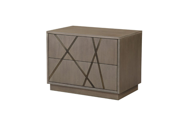 VIG Furniture Nixa Plush Beige Velvet Bed & 2 Nightstands — Wide Padded Headboard, Brushed Bronze + Birch Finish VGVC-BD1909-BED-NS-BGE-eastern-1