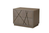 VIG Furniture Modrest Nixa - Modern Beige Velvet + Brushed Bronze Bed + Birch Nightstands VGVC-BD1909-BED-NS-BGE