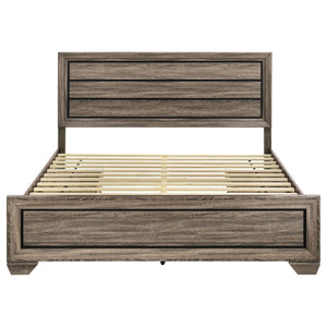 English Elm Oatfield Rustic Washed Taupe Eastern King Storage Bed with Horizontal Panels & 4 Underbed Drawers B062S00949