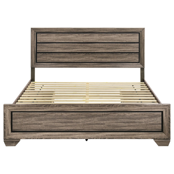 English Elm Oatfield Rustic Washed Taupe Eastern King Storage Bed with Horizontal Panels & 4 Underbed Drawers B062S00949