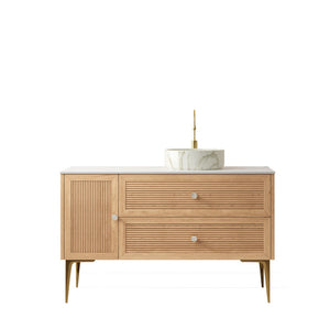 English Elm Dipa 48 Inch Floating Bathroom Vanity Walnut Cabinet Sintered Stone Top Led Sensor W2615S00478