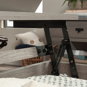 English Elm Lift-Top Coffee Table With Versatile Storage & Stylish Brown Finish For Modern Living Spaces B356P367796