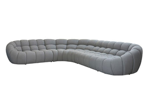 VIG Furniture Yolonda Modern Curved Upholstered Sofa With Hexagonal Tufting, Plush Foam Seating For 8 GäSte Light Grey Sectional Sofa VGEV-2126B-LGRY-SECT