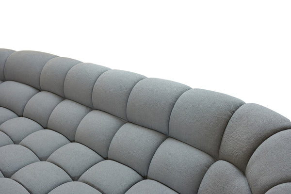 VIG Furniture Yolonda Modern Curved Upholstered Sofa With Hexagonal Tufting, Plush Foam Seating For 8 GäSte Light Grey Sectional Sofa VGEV-2126B-LGRY-SECT