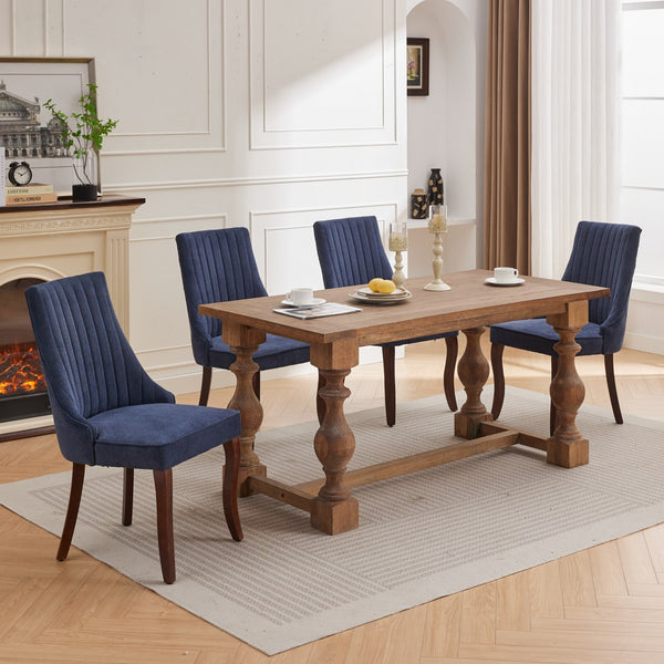 English Elm Rayon Elegant High Back Dining Chair Set with Plush Flocking Upholstery, Rebound Sponge Comfort Blue W1143P190235