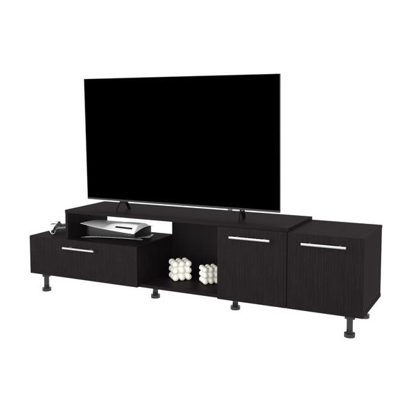 English Elm Benedict Black TV Stand with Open Shelves & Closed Cabinets, Engineered Wood, Sleek Durable Design B092P286142