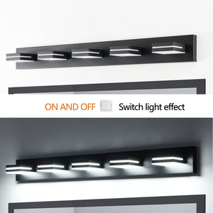 English Elm Modern Black Led Vanity Light – 5-Light Wall Sconce For Bathrooms, Mirrors & Hallways, Energy-Saving Design W1340P248797