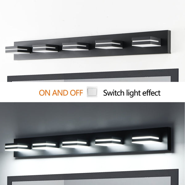 English Elm Modern Black Led Vanity Light – 5-Light Wall Sconce For Bathrooms, Mirrors & Hallways, Energy-Saving Design W1340P248797