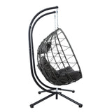 English Elm 2 Persons Egg Chair With Stand Indoor Outdoor Swing Chair Patio Wicker Hanging Egg Chair Hanging Basket Chair With Stand For Bedroom Living Room Balcony