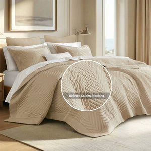 English Elm Full/queen Cotton Sateen Quilt Set Breathable Neutral Gray Bedroom Layering Essential B035P496598