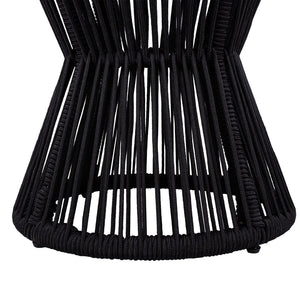 English Elm Scott Living Nara Outdoor Acacia Wood Side Tables with Woven Rope Iron Frame Set Black,Teak N770PS2354692B
