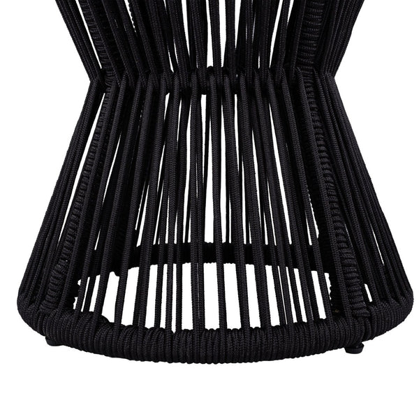 English Elm Scott Living Nara Outdoor Acacia Wood Side Tables with Woven Rope Iron Frame Set Black,Teak N770PS2354692B