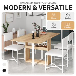 English Elm Topmax Extendable 5 Piece Dining Set with Pu Leather Chairs and Under Table Storage SP000082AAK