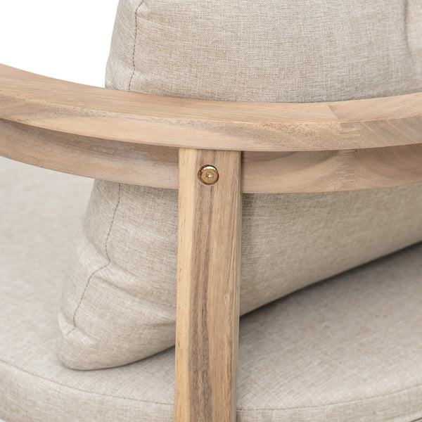 English Elm Christopher Knight Home® - Abaco Acacia Outdoor Barstool Set of 2 with Removable Gray Cushions, Rustic Curved Back Support Beige,Light White N775P294071G