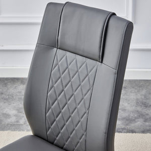 English Elm Table 5-Piece Set: Elegant 31.5-Inch Round Marble Dining Table With 4 Gray Pu Chairs & Gold Legs W1151S02493-GIGA