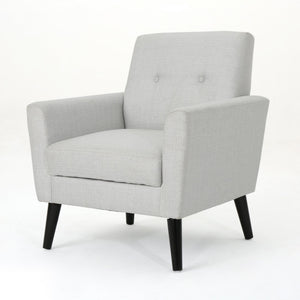English Elm Christopher Knight Home® - CLUB Vintage-Inspired Fabric Club Chair with Nailhead Trim & Scroll Arms, Birch Legs, Contemporary Comfort LIGHT GREY 31.5 L x 27.75 W x 18.5 H 60848.00LGRY